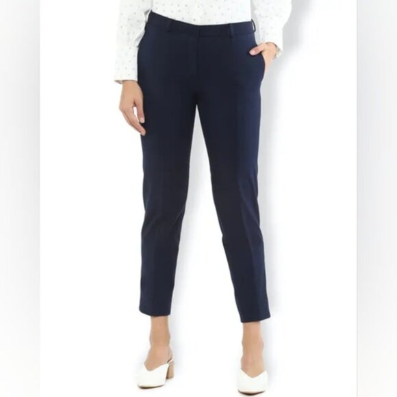 J Crew Favorite Fit Navy Wool Crepe Ankle Slim Trousers 2 - Picture 1 of 7